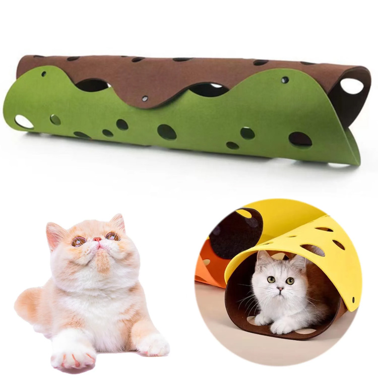 キャットトンネルベッドチューブベッド穴が折りたたみ可能なペットトンネルを再生する