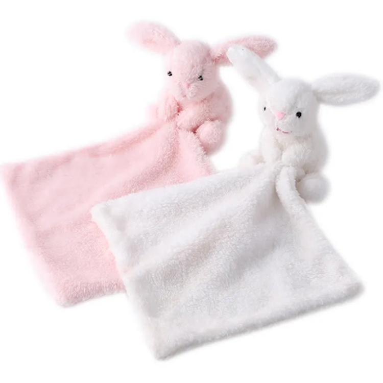 かわいいぬいぐるみ人形おもちゃの赤ちゃんのおしゃぶりバニー心落ち着きタオル