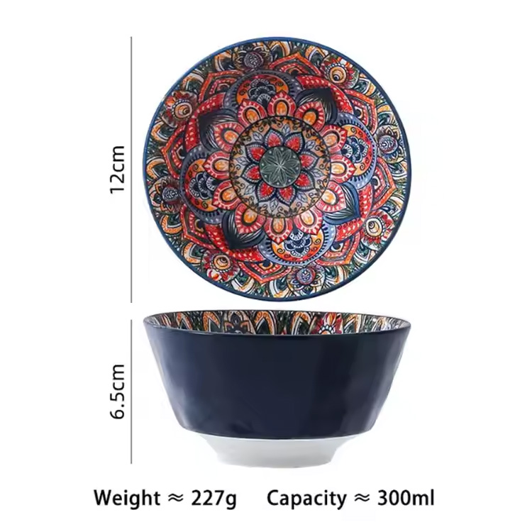 花が塗られたセラミック食器セット磁器の食器スーツ