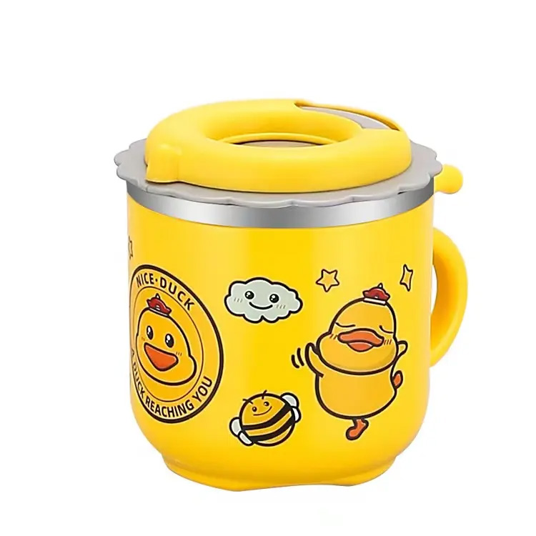 フードセーフストローかわいいイエローダックリークプルーフキッズチャイルドカップ