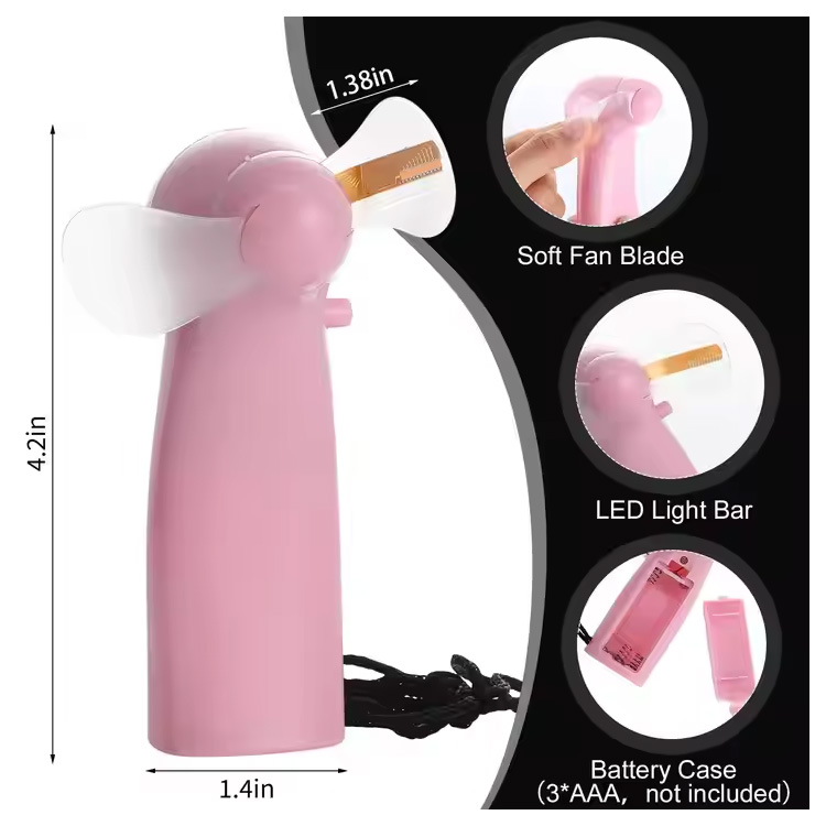 新しいミニポータブルハンディLEDカスタムメッセージバッテリーファン